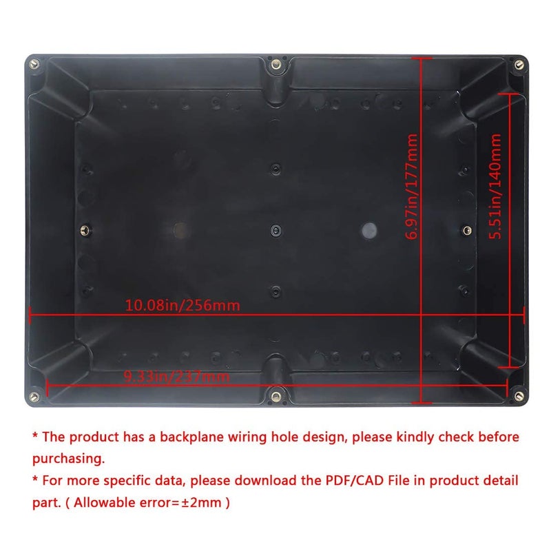 LeMotech ABS Plastic Electrical Project Case Power Junction Box, Project Box Black 10.4" x 7.2" x 3.7" (263 x 182 x 95 mm)(Pack of 1) - Image 2